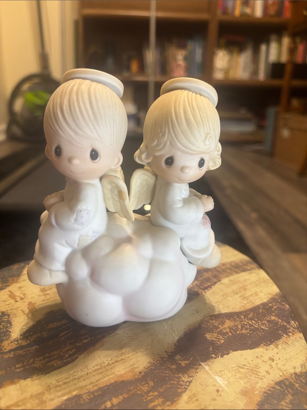 Precious Moments Cream and White Twin Angel Figurine on Cloud